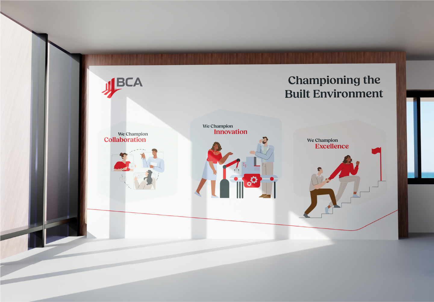 BCA wall graphics centrepiece